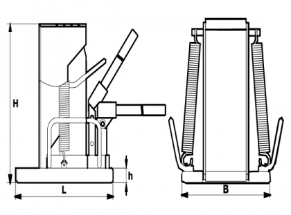 гидравлический автономный домкрат с низким подхватом - чертеж, схема