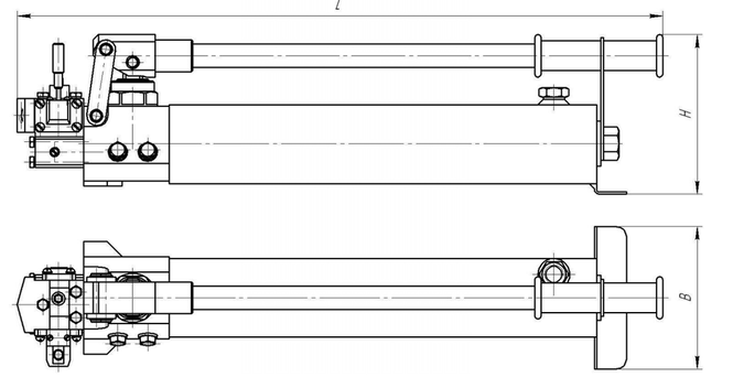 Габаритные размеры ручного гидравлического насоса НРГ 7010Р - схема, чертеж